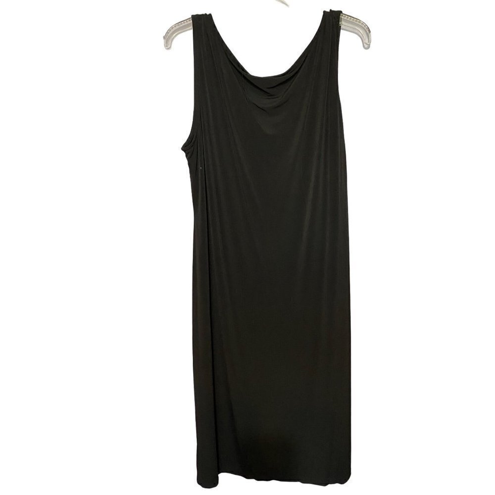 JM Studio by John Meyer Black‎ Slinky Fabric Midi Dress with Attached Necklace - Picture 3 of 12